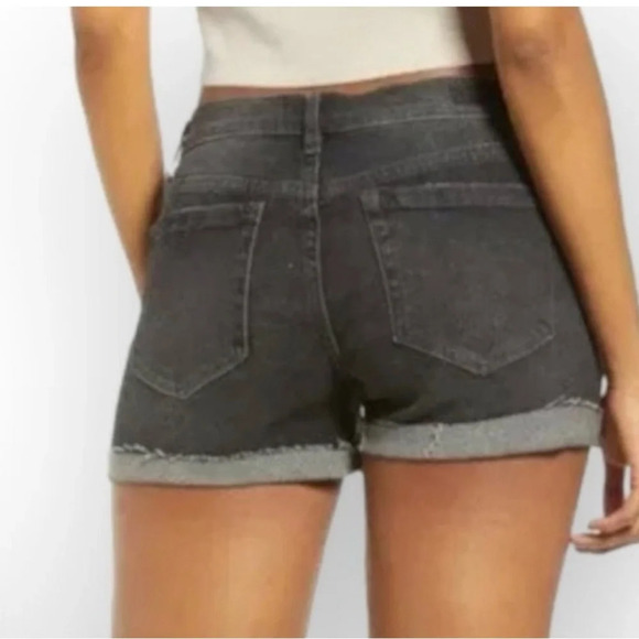 NWT Blank NYC The Fulton Distressed black denim Roll Up Shorts 28 - Picture 2 of 3